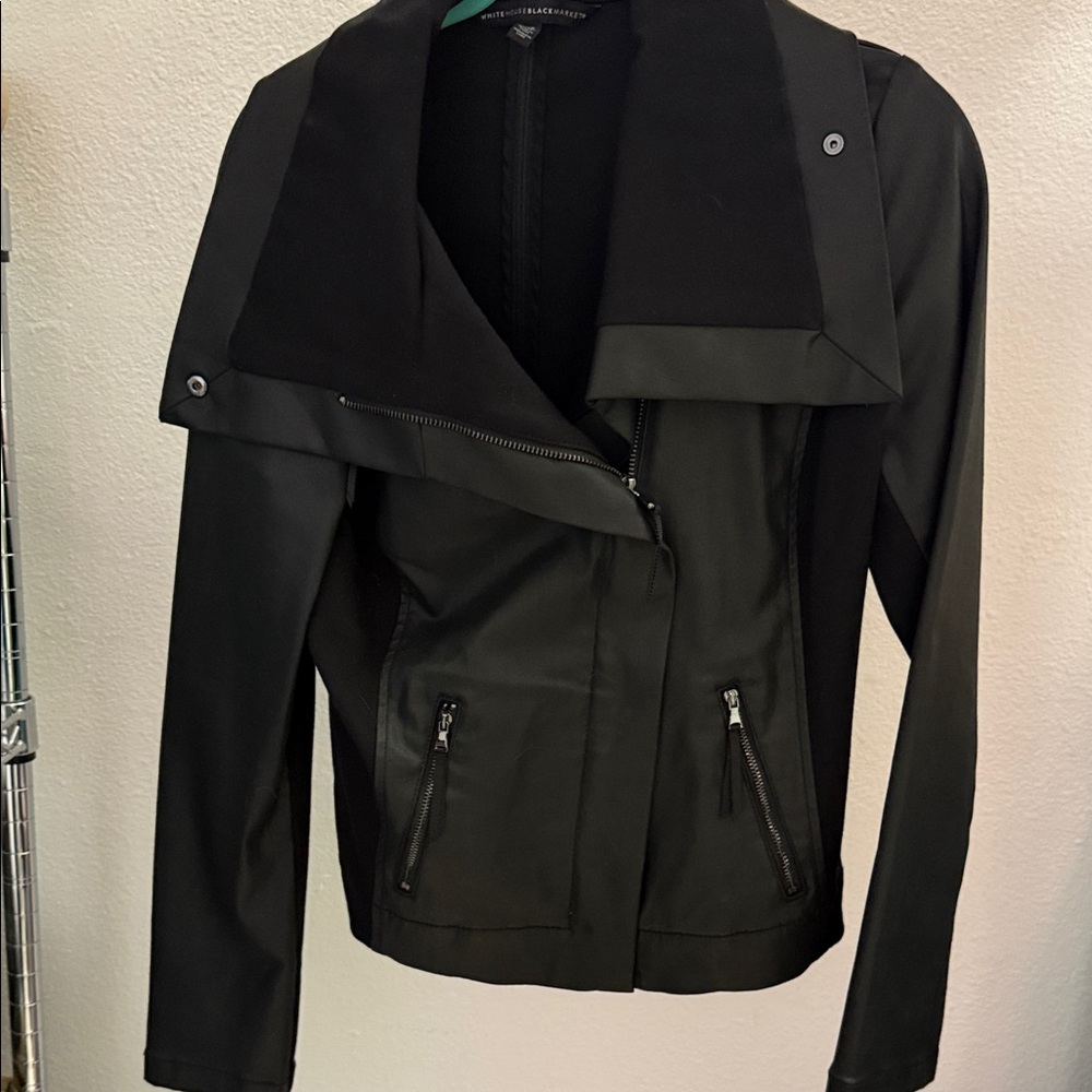White House Black Market Women's Black Leather Jacket